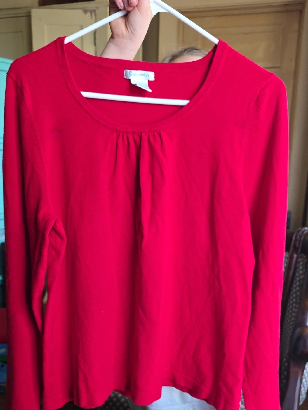 Laura Ashley Vibrant Red Crewneck Knit Top